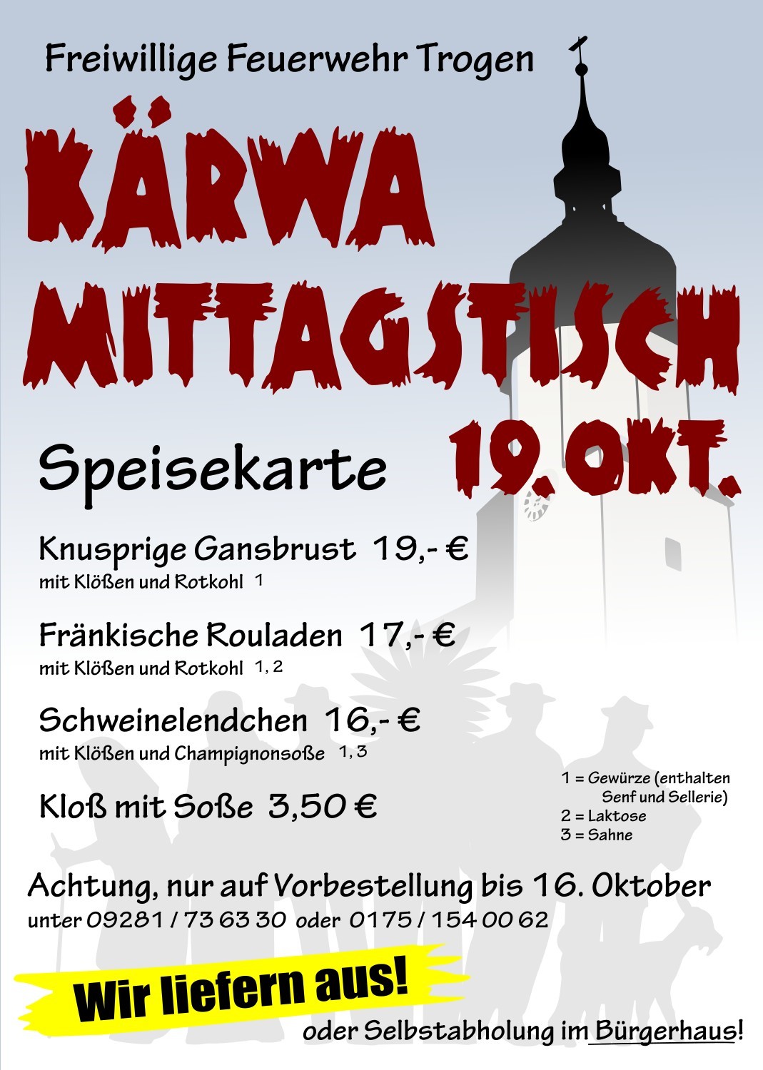 Speisekarte Kärwasonntag 2025